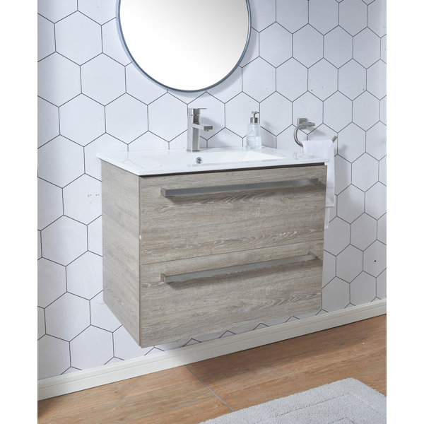 Ivy Bronx Frawley 30'' Gray Wood Grain Wall Mounted Single Bathroom ...